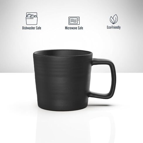 Pour Over Drip Coffee Maker Gift Set with Two Coffee Mugs, Non-Electric Pour Over Coffee Dripper, Easy Manual Brew Maker, Dishwasher and Microwave Safe, Filters not included (Black) in Saudi Arabia