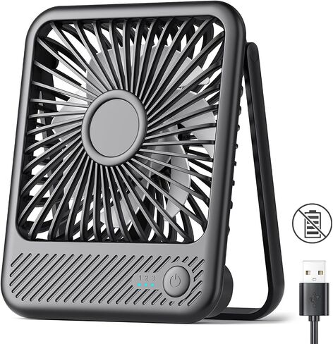 Koonie USB Desk Fan, Strong Wind Ultra Quiet Small Personal Fan with 180° Tilt Folding and 3 Speeds Adjustable, USB-C Corded Powered Mini USB Fan for Office Desktop Bedroom in Saudi Arabia