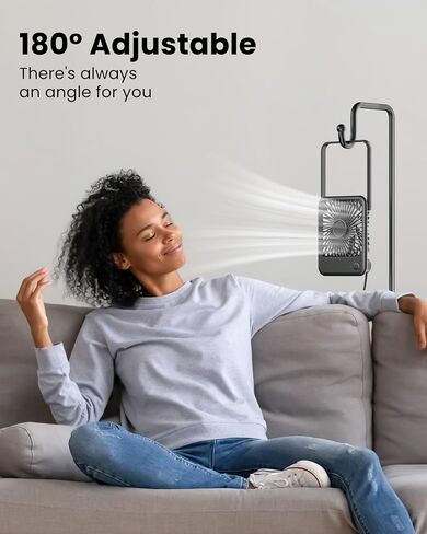 Koonie USB Desk Fan, Strong Wind Ultra Quiet Small Personal Fan with 180° Tilt Folding and 3 Speeds Adjustable, USB-C Corded Powered Mini USB Fan for Office Desktop Bedroom in Saudi Arabia
