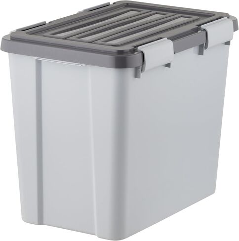 IRIS USA Stackable Dog Food Storage Container with 2 Cup Scoop, Up to 30 lbs, Pet Dry Food Bin, Gasket Seal Lid, BPA Free, Stackable, Secure Latches, Easy Measure, Gray/Dark Gray in Kuwait