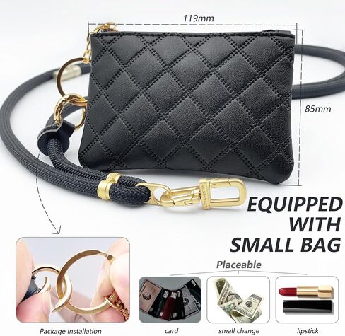Clip and Go Phone Strap with Leather Zipper Pouch Bag, Phone Charm Neck Stylish Crossbody Adjustable Chain Lanyard Wallet in Saudi Arabia