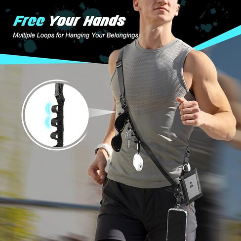 TiMOVO Clip and Go Phone Strap with Wallet, Phone Lanyard Crossbody with Zippered Pouch Adjustable Strap for Phones, Black in Saudi Arabia