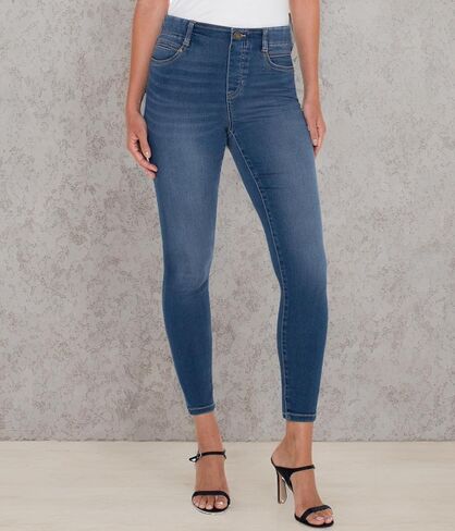 بنطلون جينز نسائي من Liverpool Gia Glider سهل الارتداء إلى الأبد مناسب للكاحل وضيق متوسط ​​الارتفاع من قماش الدنيم المطاطي 28 بوصة في Buckthorn in Kuwait