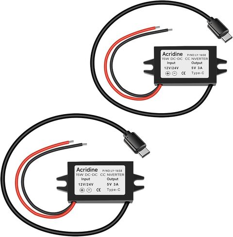 DC 12V/24V to 5V USB C Buck Converter 3A 15W Type-C Output Charging Module Waterproof Buck Power Adapter Compatible with Raspberry Pi 4, Mobile Phone … in Kuwait