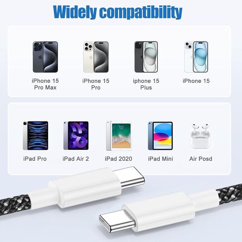 USB C to C Charging Cable 10ft,Fast Type C to C Charger Cord Long for Apple iPhone 16/16 Pro Max/iPhone 15 Plus/15 Pro Max,MacBook Pro,iPad 12.9/11 inch/Mini 6/Air 5/4,Samsung Galaxy S24+/S23-Blue in Saudi Arabia