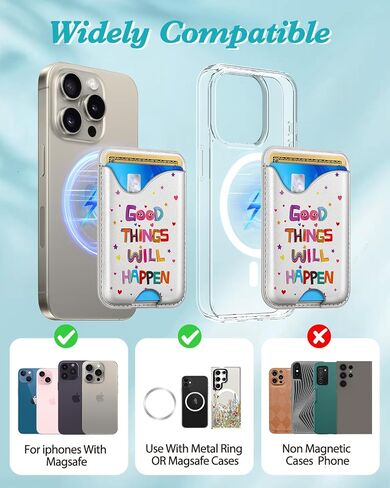 محفظة هاتف مغناطيسية من Toycamp - حامل بطاقات متوافق مع حافظة محفظة MagSafe RFID لهاتف Apple iPhone 16 Pro Max/15/14/13/12 Series Mag Wallet رفيعة ونحيفة للنساء بتصميم أسود لطيف للفتيات، فطر in Saudi Arabia