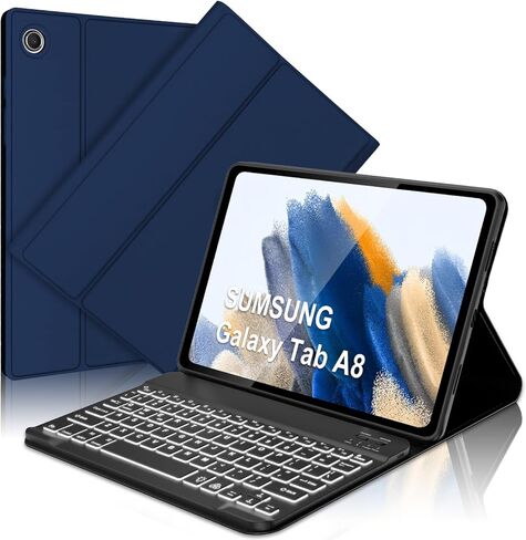 OYOSUOGG for Galaxy Tab A8 Keyboard Case, Protective Folio Stand Cover with S Pen Holder, Smart Slim Case with Multi-use Bluetooth Keyboard in Kuwait