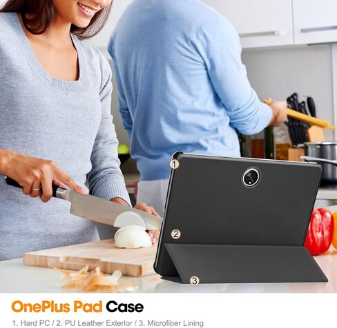 for OnePlus Pad 2 Case 12.1 inch, Ultra Thin and Lightweight, Quality PU, Scratch Resistant, Black in Saudi Arabia