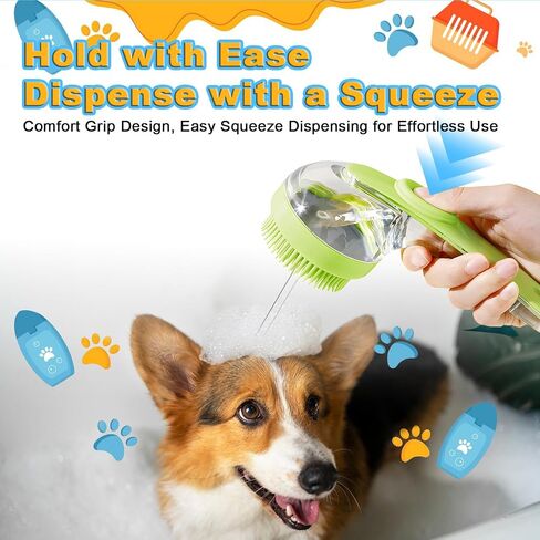 3Pcs Dog Bath Brush, Dog Scrubber for Bath, Dog Shampoo Brush Bubble Maker, Dog Paw Washer, Pet Bath Massage Brush with Adjustable Ring Handle for Short & Long Hair -Blue in Saudi Arabia
