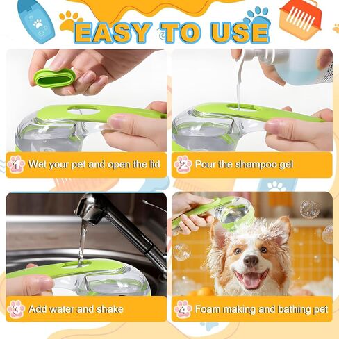 3Pcs Dog Bath Brush, Dog Scrubber for Bath, Dog Shampoo Brush Bubble Maker, Dog Paw Washer, Pet Bath Massage Brush with Adjustable Ring Handle for Short & Long Hair -Blue in Saudi Arabia