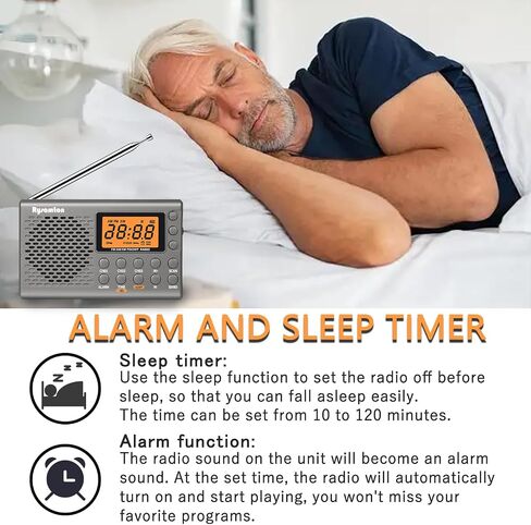 Portable AM/FM/Shortwave Radio, Batteries Operated Pocket Radios, Large Digital Display, Clock Radio with Alarm and Sleep Function, Earphone Included in Saudi Arabia