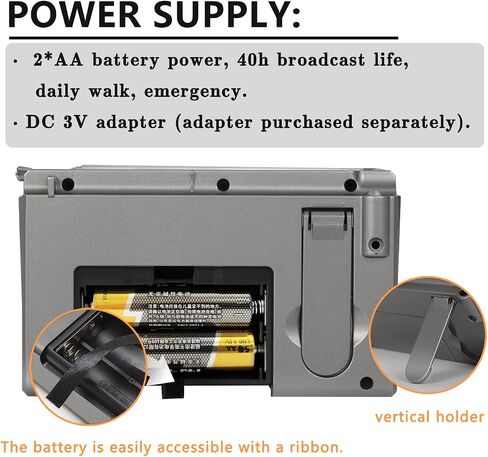 Portable AM/FM/Shortwave Radio, Batteries Operated Pocket Radios, Large Digital Display, Clock Radio with Alarm and Sleep Function, Earphone Included in Saudi Arabia