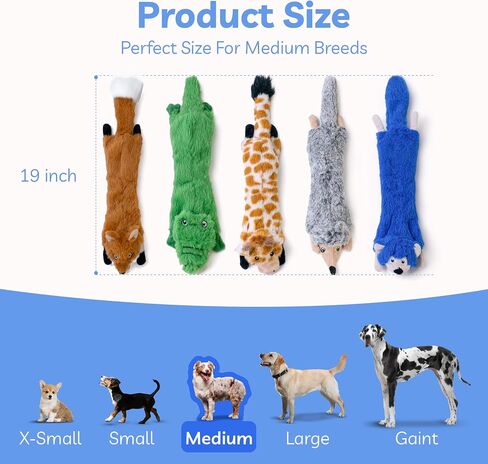 SHARLOVY Dog Squeaky Toys 5 Pack, Bubble Plush Puppy Teething Pet Toys, Crinkle No Stuffing Animals Dog Toy, Doggies Chew for Large Small Medium Breeds in Saudi Arabia