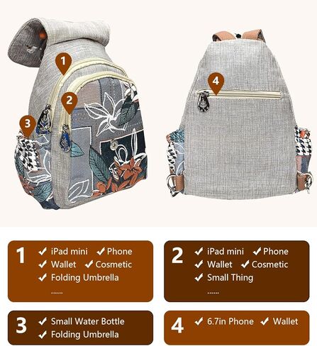 POPUCT Cotton Small Backpack Purse Fashion Hand Knitting Mini Casual Chest Bag for Women(gourd) in Kuwait