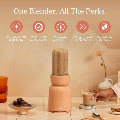 Our Place Splendor Blender, 1000W High-Power Blender with 25 oz Travel Cup | 1000W, ultra-sharp blades, 2 blending modes, 25 oz personal cup and drinking lid for smoothies and shakes, travel-friendly in Saudi Arabia