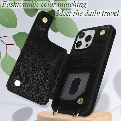 Crossbody Wallet Case for iPhone 16 Pro Max, PU Leather Purse with Wristlet Strap Lanyard Pocket Card Holder 360° Ring Kickstand Cover for Women Case for Apple iPhone 16 Pro Max.Lines Black in Kuwait