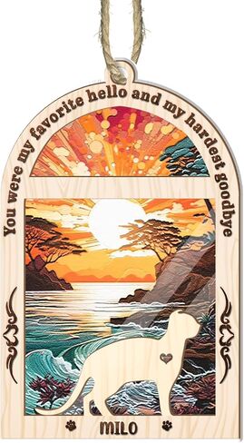 BSQUIELE Cat Memorial Suncatcher, Cat Memorial Gift, Pet Loss Suncatcher Ornament, Loss of Cat Sympathy Gift, Stained Glass Light Catcher, Cat Lover Gift, Cat Memorial Ornament, Cat Passing Away Gift in Kuwait