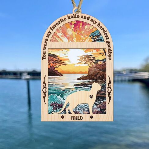 BSQUIELE Cat Memorial Suncatcher, Cat Memorial Gift, Pet Loss Suncatcher Ornament, Loss of Cat Sympathy Gift, Stained Glass Light Catcher, Cat Lover Gift, Cat Memorial Ornament, Cat Passing Away Gift in Kuwait