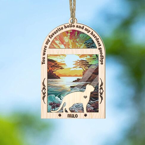 BSQUIELE Cat Memorial Suncatcher, Cat Memorial Gift, Pet Loss Suncatcher Ornament, Loss of Cat Sympathy Gift, Stained Glass Light Catcher, Cat Lover Gift, Cat Memorial Ornament, Cat Passing Away Gift in Kuwait