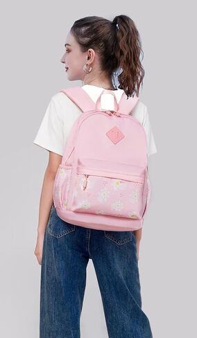 Pink Travel Backpack for Women Girls Backpacks for School Floral Lightweight Cute Toddler Schoolbag Bookbag Water Resistant Carry on Laptop Back pack Flower Daypack in Kuwait