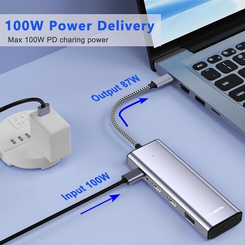 Docking Station Dual Monitor, USB C to Dual HDMI Adapter, Laptop Docking Station, USB C Docking Station, USB C Hub 10 in 1 Docking Station 3 Monitors with HDMI/VGA/PD/USB/SD/TF/3.5mm Audio in Kuwait