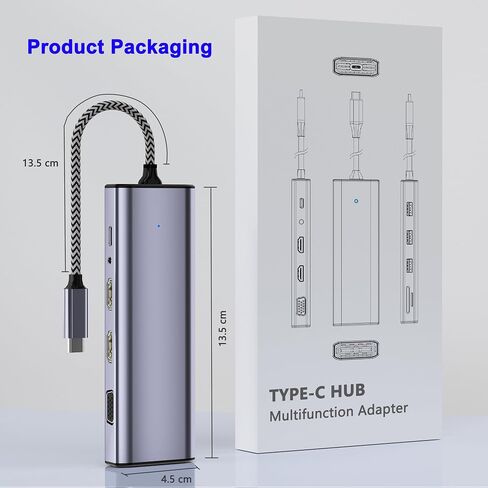 Docking Station Dual Monitor, USB C to Dual HDMI Adapter, Laptop Docking Station, USB C Docking Station, USB C Hub 10 in 1 Docking Station 3 Monitors with HDMI/VGA/PD/USB/SD/TF/3.5mm Audio in Kuwait