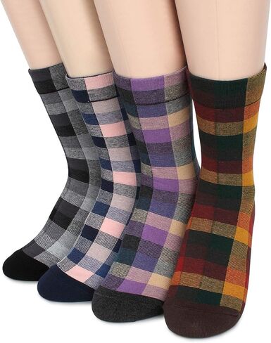 Women retro plaid check socks collection in Kuwait