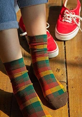 Women retro plaid check socks collection in Kuwait
