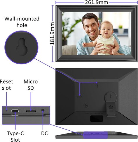 Digital Picture Frame WiFi Digital Photo Frame, IPS HD Display Touch Screen,16GB Storage, Slideshow, Wall Mountable, Auto-Rotate, Share Photos and Video via Uhale App in Saudi Arabia