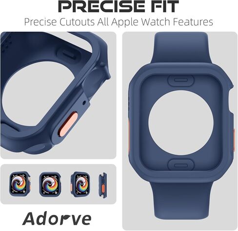 Adorve حافظة واقية متينة مقاومة للصدمات مصممة لساعة Apple Watch مقاس 44 مم 45 مم سلسلة 9/8/7/6/5/4/SE، غطاء ناعم من مادة TPU ممتص للصدمات لساعة Apple، غطاء حماية كامل الحافة iWatch واقي ساعة Apple 44 مم in Saudi Arabia