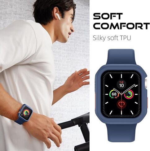 Adorve حافظة واقية متينة مقاومة للصدمات مصممة لساعة Apple Watch مقاس 44 مم 45 مم سلسلة 9/8/7/6/5/4/SE، غطاء ناعم من مادة TPU ممتص للصدمات لساعة Apple، غطاء حماية كامل الحافة iWatch واقي ساعة Apple 44 مم in Saudi Arabia