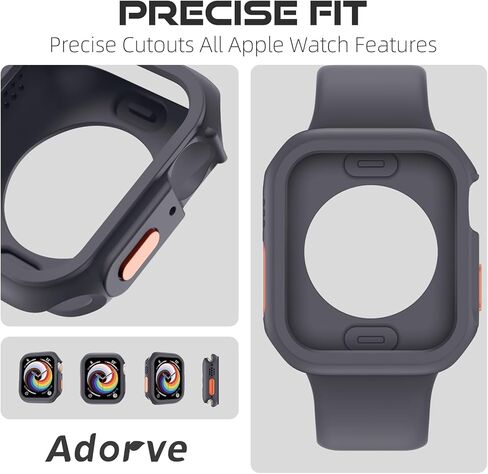 Adorve حافظة واقية متينة مقاومة للصدمات مصممة لساعة Apple Watch مقاس 44 مم 45 مم سلسلة 9/8/7/6/5/4/SE، غطاء ناعم من مادة TPU ممتص للصدمات لساعة Apple، غطاء حماية كامل الحافة iWatch واقي ساعة Apple 44 مم in Kuwait