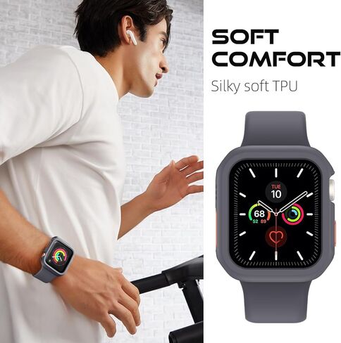 Adorve حافظة واقية متينة مقاومة للصدمات مصممة لساعة Apple Watch مقاس 44 مم 45 مم سلسلة 9/8/7/6/5/4/SE، غطاء ناعم من مادة TPU ممتص للصدمات لساعة Apple، غطاء حماية كامل الحافة iWatch واقي ساعة Apple 44 مم in Kuwait