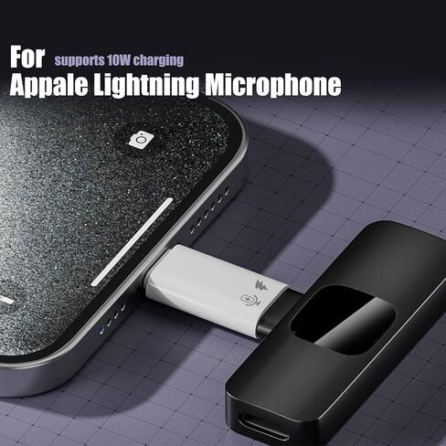 Type C to Lightning Microphone Adapter, USB C Male to Lightning Female Converter for Wireless Lavalier Microphone to your phone, Not for Headphone and Data, also Can charge for iPhone 16 Series etc in Kuwait