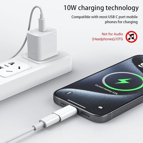 Type C to Lightning Microphone Adapter, USB C Male to Lightning Female Converter for Wireless Lavalier Microphone to your phone, Not for Headphone and Data, also Can charge for iPhone 16 Series etc in Kuwait