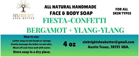 Sixbright, HANDMADE in USA ORGANIC INGREDIENTS COLD PROCESS BAR SOAP-CRUELTY FREE-FOR MEN WOMEN-ALL SKIN TYPES- 4 oz. (PACK of 1) CONFETTI (BLUE CONFETTI-FIESTA SOAP, PEPPERMINT + TEA TREE) in Saudi Arabia