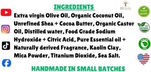 Sixbright, HANDMADE in USA ORGANIC INGREDIENTS COLD PROCESS BAR SOAP-CRUELTY FREE-FOR MEN WOMEN-ALL SKIN TYPES- 4 oz. (PACK of 1) CONFETTI (BLUE CONFETTI-FIESTA SOAP, PEPPERMINT + TEA TREE) in Saudi Arabia