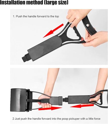Pooper Scooper Long Handle Jaw Poop Scoop Handle Portable Pet Pooper Scooper for Large Dogs Cats Waste Picker Cleaning Tool with Extended Handle and Easy to Pull Spring (All Black) in Kuwait