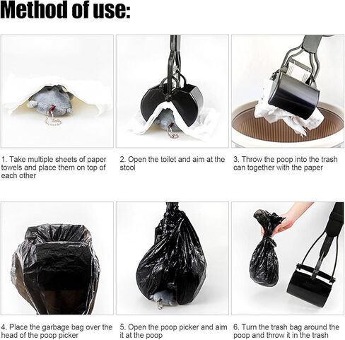 Pooper Scooper Long Handle Jaw Poop Scoop Handle Portable Pet Pooper Scooper for Large Dogs Cats Waste Picker Cleaning Tool with Extended Handle and Easy to Pull Spring (All Black) in Kuwait