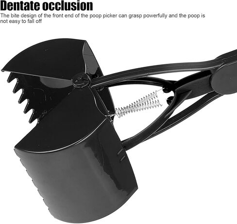 Pooper Scooper Long Handle Jaw Poop Scoop Handle Portable Pet Pooper Scooper for Large Dogs Cats Waste Picker Cleaning Tool with Extended Handle and Easy to Pull Spring (All Black) in Kuwait