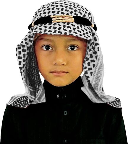 غطاء رأس عربي للأطفال شماغ صلاة إسلامية وشاح كوفي عصابة رأس للأولاد والبنات قبعة حجاب إسلامية FBA in Kuwait