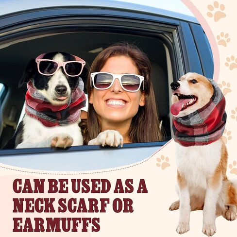 Geyoga 3 Pcs Snood for Dogs Ears Wrap Red Black Plaid Dog Calming Earmuffs Winter Dog Hats Noise Cancelling Anxiety Relief Dog Hoodies for Christmas Wearing in Bathing Grooming Dog Ear Care (Large) in Saudi Arabia