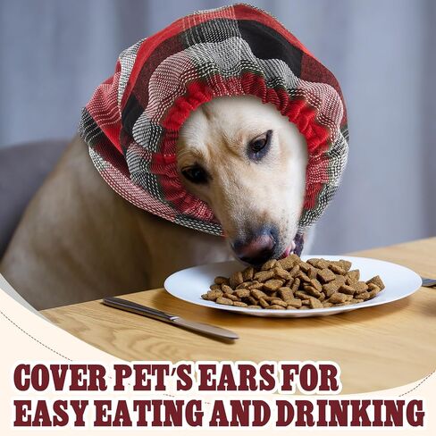Geyoga 3 Pcs Snood for Dogs Ears Wrap Red Black Plaid Dog Calming Earmuffs Winter Dog Hats Noise Cancelling Anxiety Relief Dog Hoodies for Christmas Wearing in Bathing Grooming Dog Ear Care (Large) in Saudi Arabia