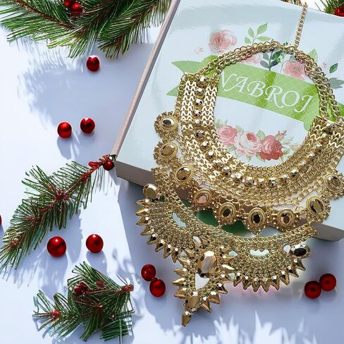 NABROJ Chunky Gold Necklace Valentines Day Gifts for Women - Statement Necklace Boho African Choker Tribal Collar Metal Necklace Egyptian Costume Jewelry for Women in Kuwait