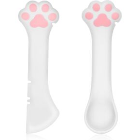 TIESOME Cat Food Spoon Cat Can Opener, Set of 2 Cat Food Spatula Paw Shape Cat Spoons for Food Cute Silicone Pet Food Spoon Dog Food Can Cover Opener Mini Cat Treat Spoon for Wet or Dry