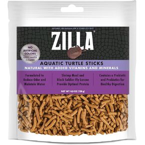 Zilla Pet Aquatic Turtle Sticks, Natural with Added Vitamins and Minerals, Nutrient-Rich Floating Food for Turtles, 4.5 oz