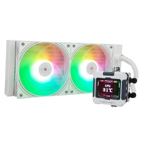Thermalright FW240 White ARGB V2 CPU AIO Cooler,PC 240 Specification Water Cooler System,IPS LCD Screen with 320 * 240 Resolution,for AM5&Intel LGA1700/1851,CPU Cooler Comes with 2.4-inch LCD Display