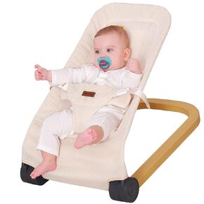 Baby Bouncer,Portable Baby Bouncer seat for Babies Newborn Bouncer Seat with 3-Point Harness.Ergonomic Design Infants Bouncy seat with Cotton Fabric Wood Grain,Natural Vibrations (Grey)
