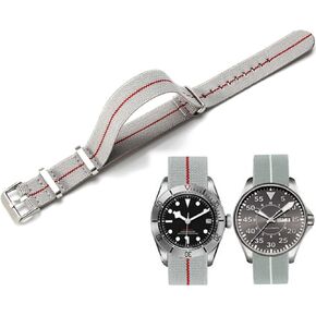 Nylon Elastic Watch Strap Military Parachute Style Watch Band 18mm 20mm 22mm Premium Striped Nylon One-Piece French Paratrooper Watchband Smartwatch Band Replacement Strap for Men Women