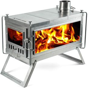 OneTigris WHALE SONG Tent Stoves, Titanium Wood Burning Stove Backpacking Lightweight Camping Portable Foldable for Outdoor Hiking Picnic BBQ